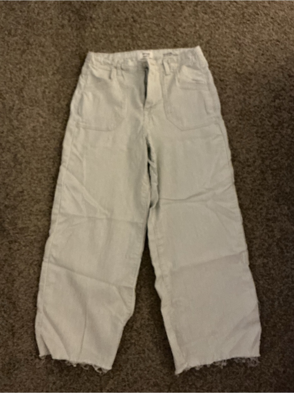 Kensie Wide-Leg Cropped Corduroy Pants in Light Blue